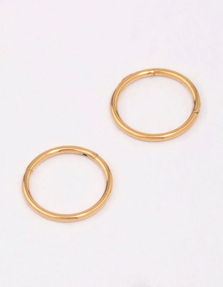 Gold Plated Titanium Sleeper Earrings 8mm