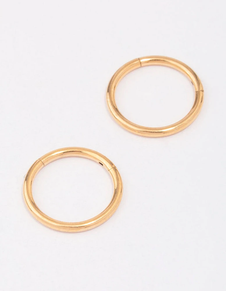 Gold Plated Titanium Fine Sleeper Earrings 10mm