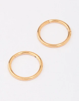 Gold Plated Titanium Fine Sleeper Earrings 10mm