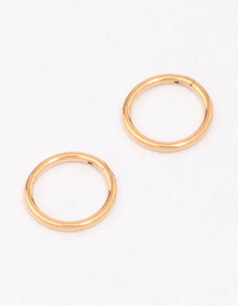 Gold Plated Titanium Fine Sleeper Earrings 6mm