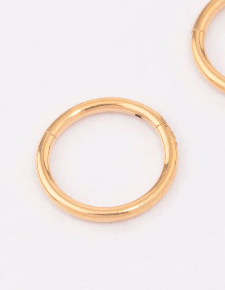 Gold Plated Titanium Fine Sleeper Earrings 6mm