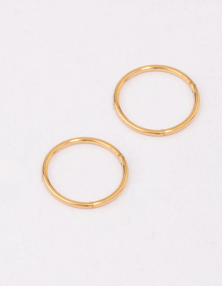 Gold Plated Titanium Fine Sleeper Earrings 8mm