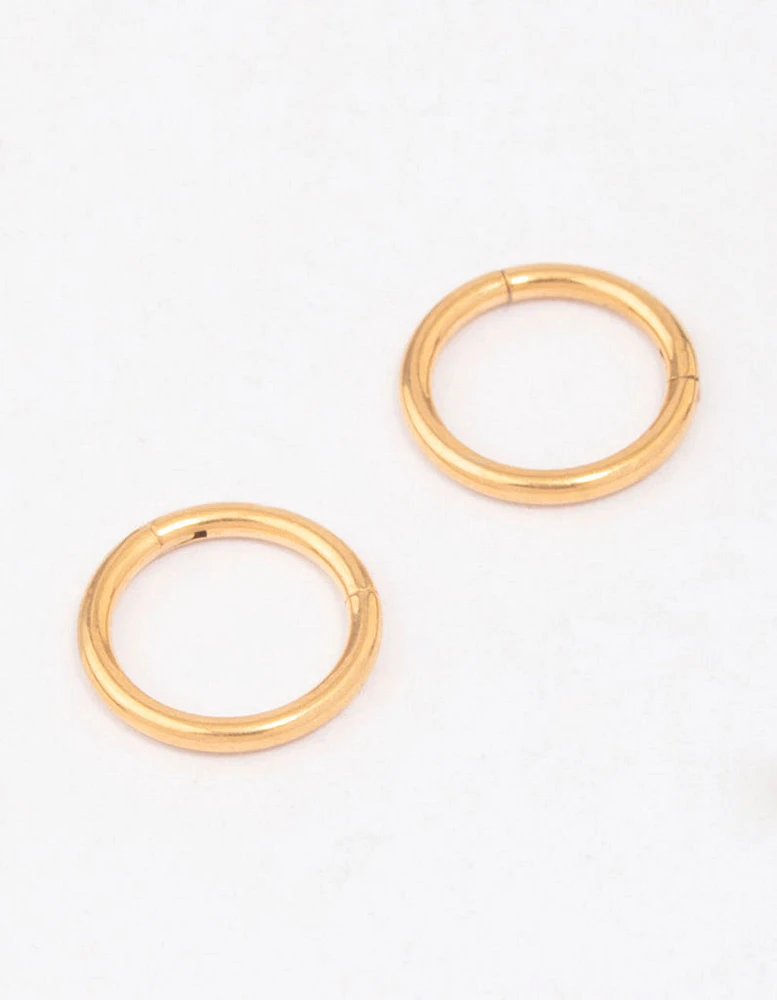 Gold Plated Titanium Sleeper Earrings 10mm