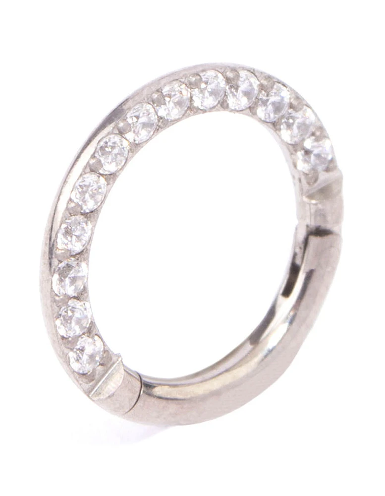 Titanium Cubic Zirconia Clicker Ring 7mm