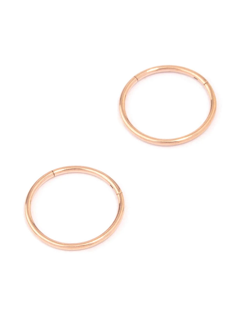 Rose Gold Plated Titanium Fine Sleeper Earrings 10mm