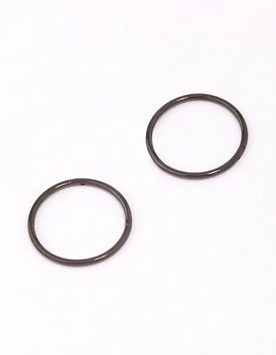 Black Coated Titanium Fine Sleeper Earrings 10mm