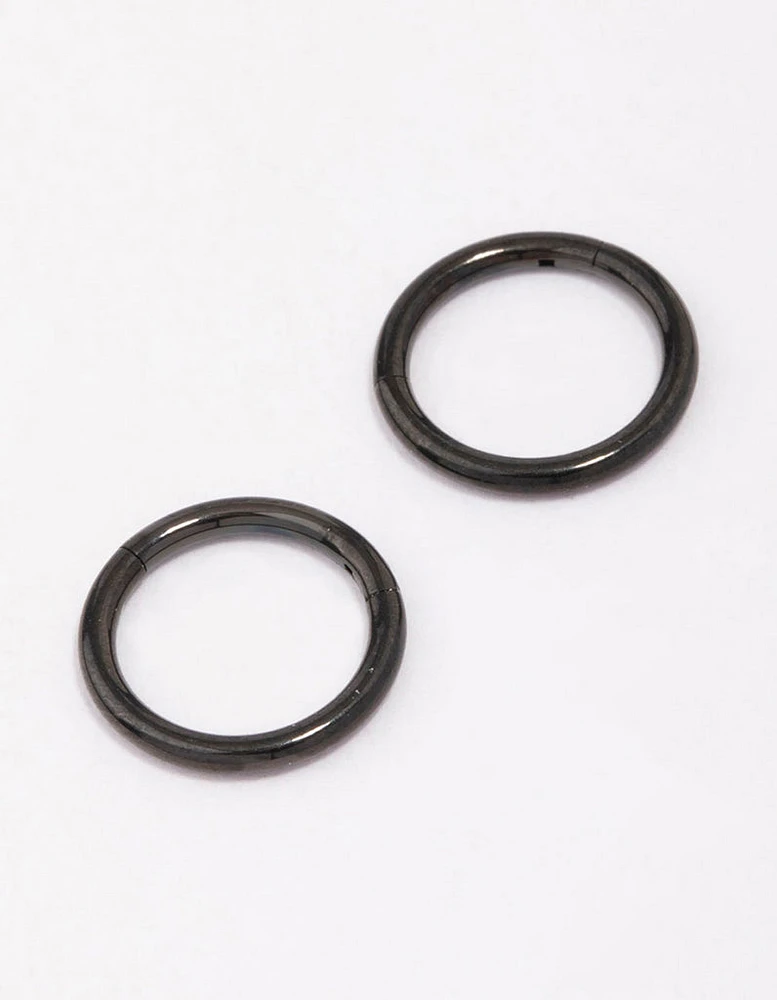 Black Surgical Steel Sleeper Earrings 8mm