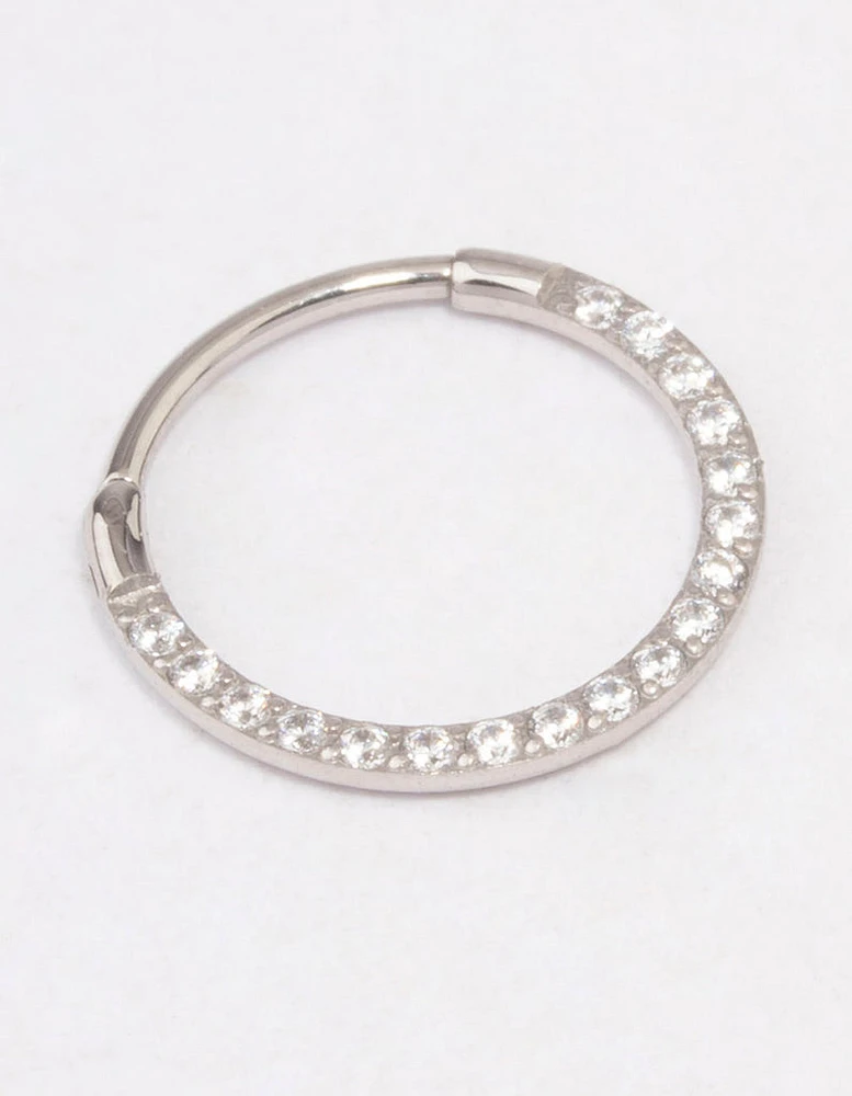 Surgical Steel Cubic Zirconia Clicker Ring