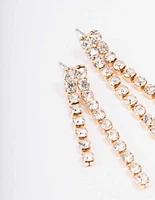 Gold Round Double Cupchain Drop Earrings