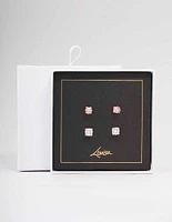 Gold Square Diamante Earring Pack