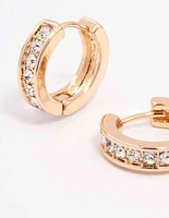 Gold Encased Diamante Huggie Earrings