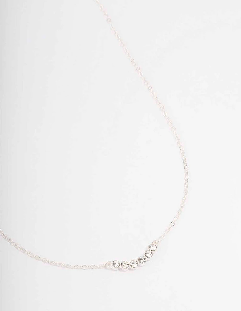 Silver Linear Bezel Diamante Necklace