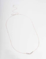Silver Linear Bezel Diamante Necklace