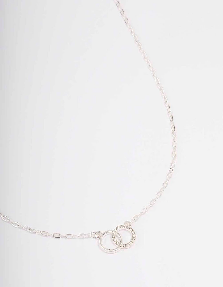 Silver Linked Diamante Circle Necklace