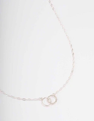 Silver Linked Diamante Circle Necklace