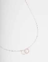 Silver Linked Diamante Circle Necklace