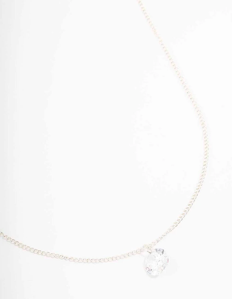 Silver Large Floating Diamante Necklace