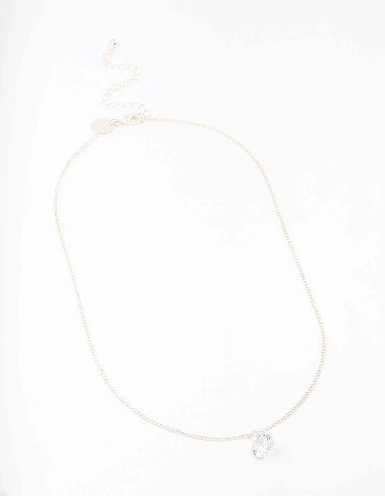 Silver Large Floating Diamante Necklace