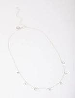 Silver Bezel Diamante Droplet Necklace