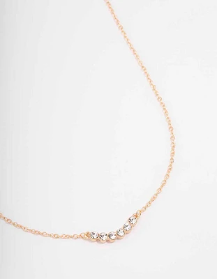 Gold Linear Bezel Diamante Necklace