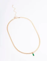 Gold Snake Chain Baguette Necklace