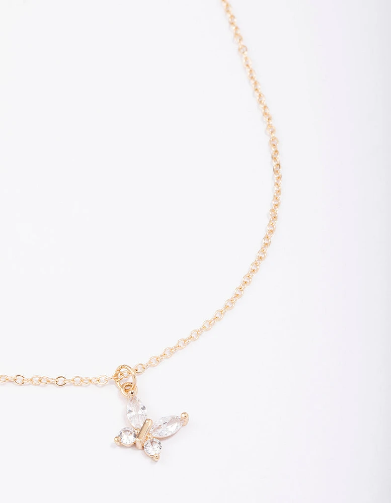 Gold Asymmetrical Butterfly Necklace