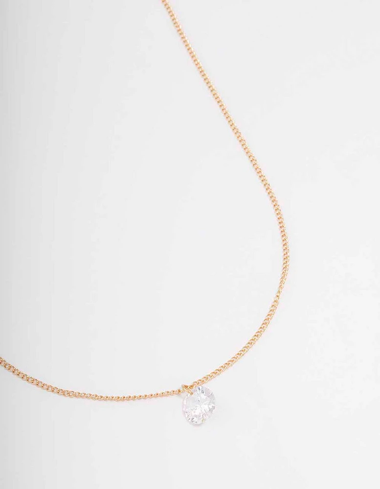 Gold Large Floating Diamante Necklace