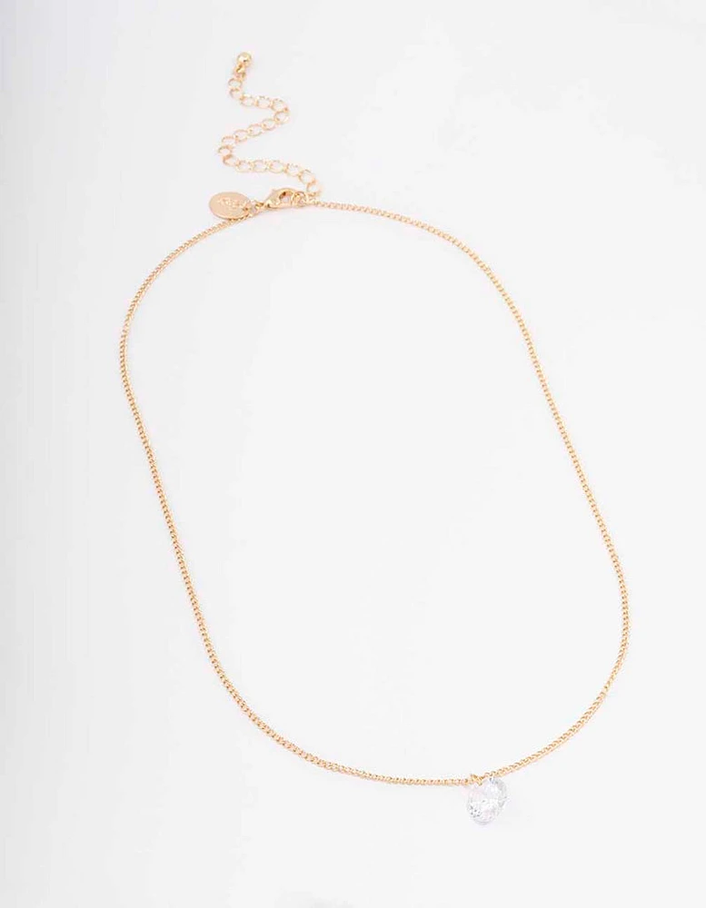 Gold Large Floating Diamante Necklace