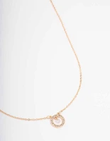 Gold Floating Diamante Circle Necklace