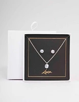 Silver Floating Cubic Zirconia Drop Jewellery Set