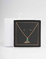 Gold Baguette Drop Jewellery Set