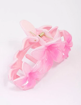 Pink Tropical Flower Trio Hair Claw Clip