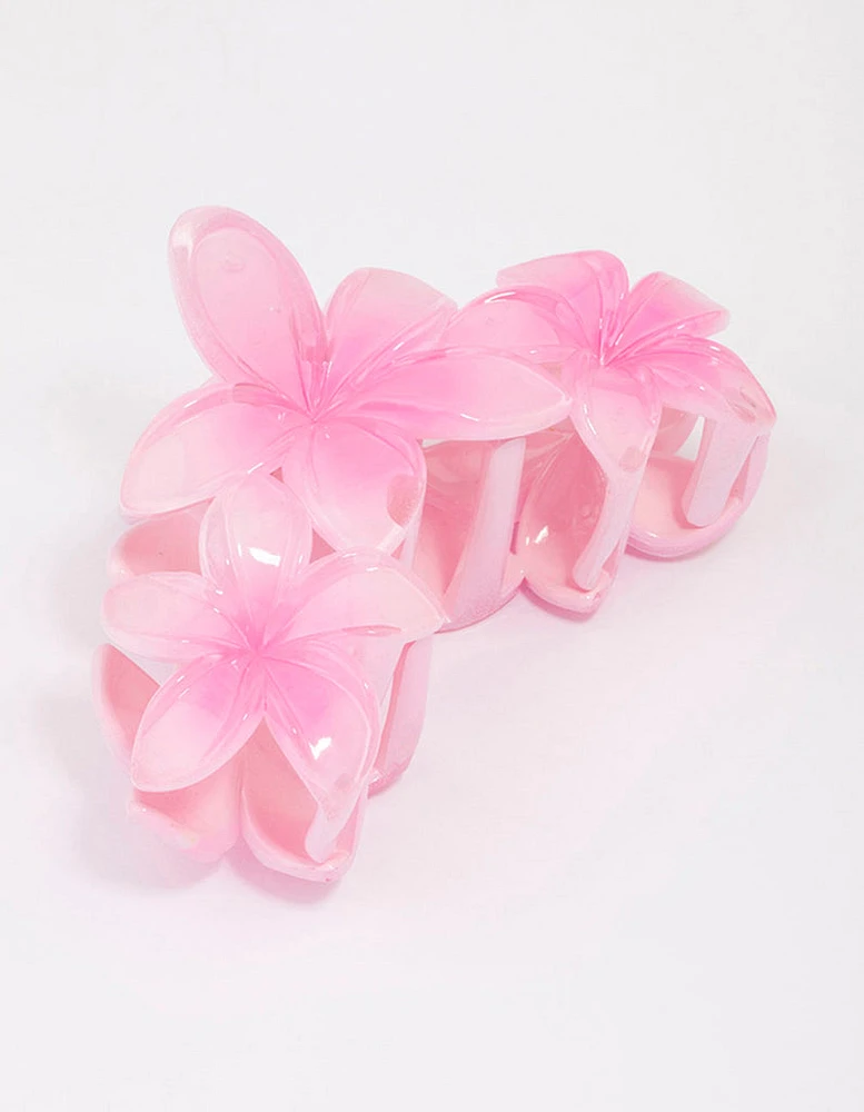 Pink Tropical Flower Trio Hair Claw Clip