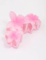 Pink Tropical Flower Trio Hair Claw Clip