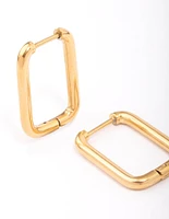 Gold Plated Stainless Steel Small Rectangular Hoop Earrings