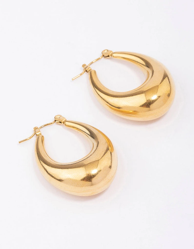 Gold Plated Stainless Steel Full Loop Hoop Earrings