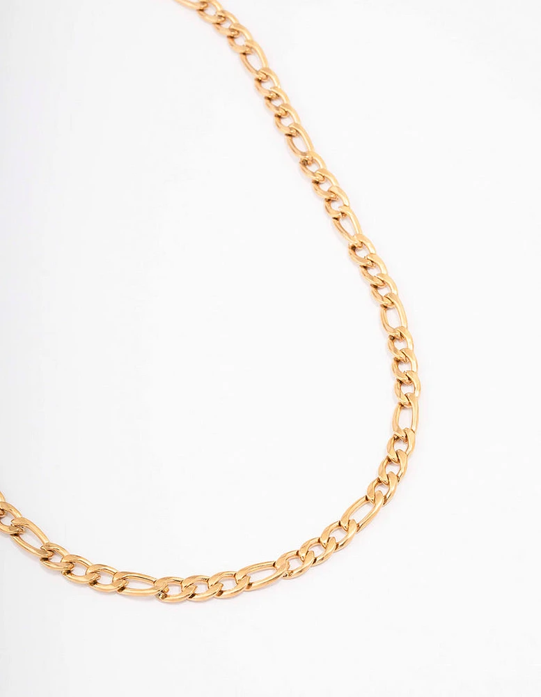 Gold Plated Stainless Steel Chunky Figaro Necklace