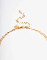 Gold Plated Stainless Steel Figaro Double Chain Necklace