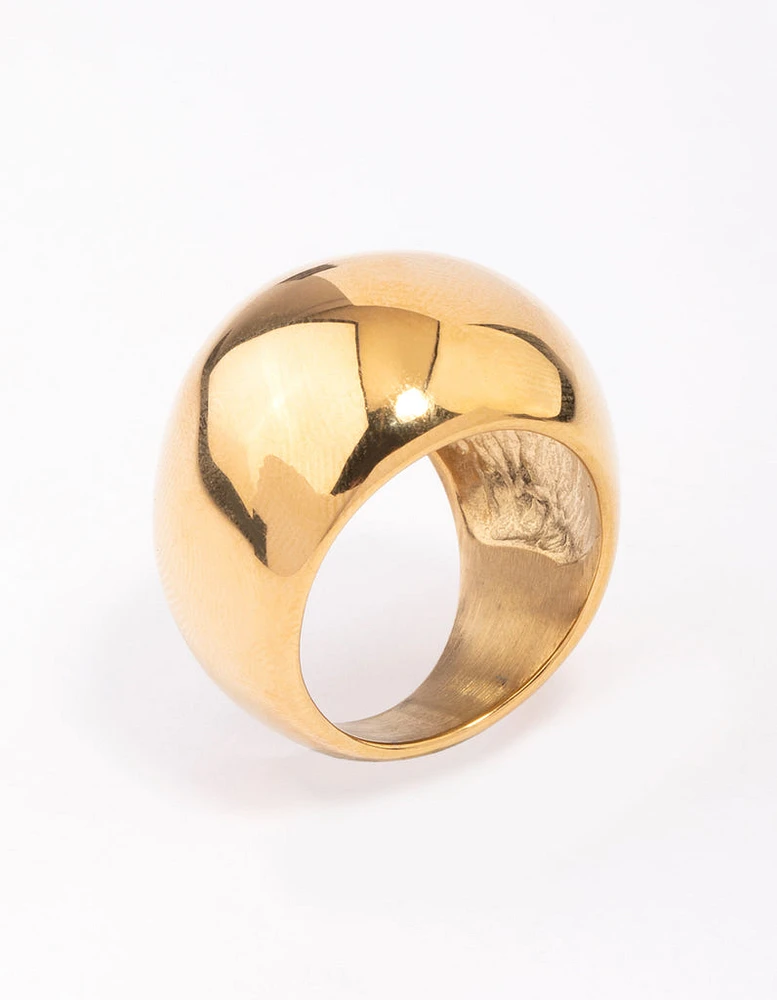 Waterproof Gold Plated Stainless Steel Large Bubble Ring