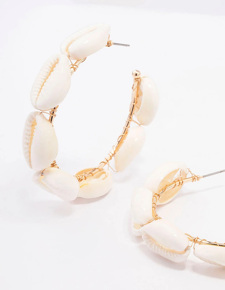 Natural Shell Large Hoop Earrings