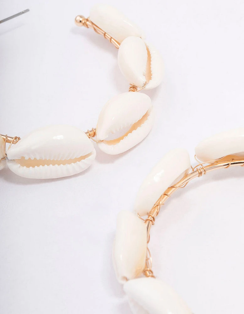 Natural Shell Large Hoop Earrings