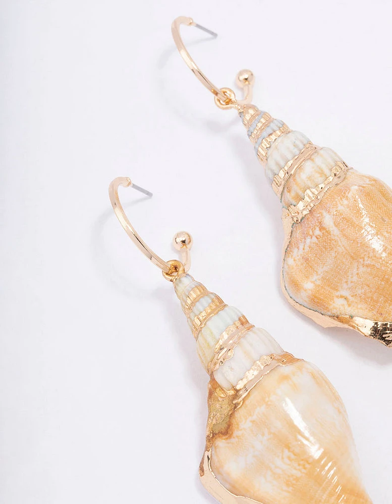 Natural Large Shell Hoop Earrings