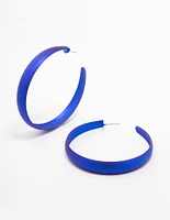 Blue Rubber Coated Hoop Earrings 60mm