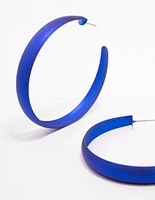 Blue Rubber Coated Hoop Earrings 60mm