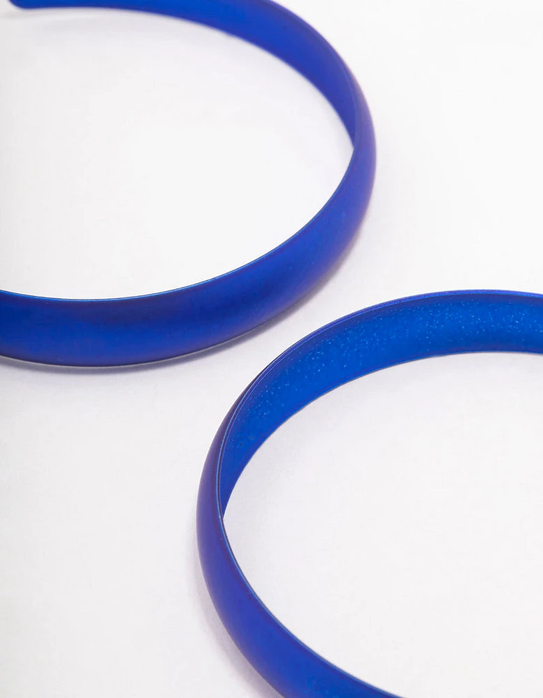 Blue Rubber Coated Hoop Earrings 60mm