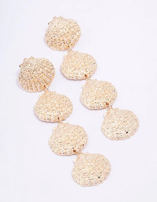 Gold Large Shell Drop Earrings