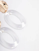 Gold Disc Transparent Drop Earrings