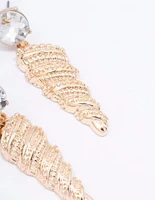 Gold Diamante Shell Drop Earrings