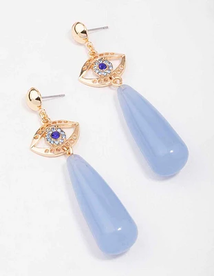 Gold Evil Eye Double Drop Earrings