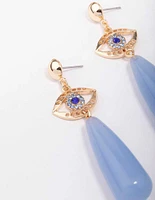 Gold Evil Eye Double Drop Earrings